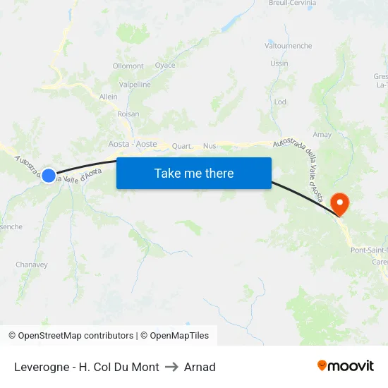 Leverogne - H. Col Du Mont to Arnad map