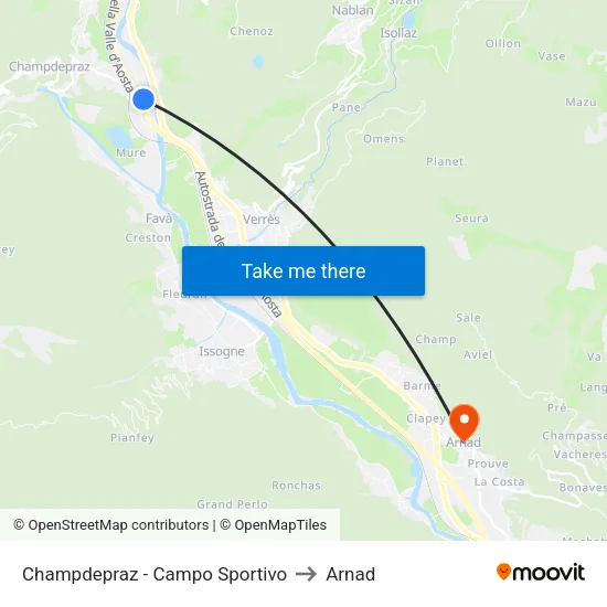 Champdepraz - Sports Field to Arnad map