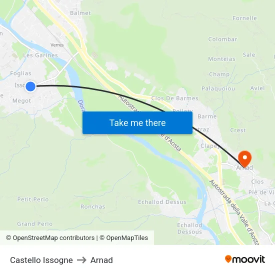 Issogne Castle to Arnad map