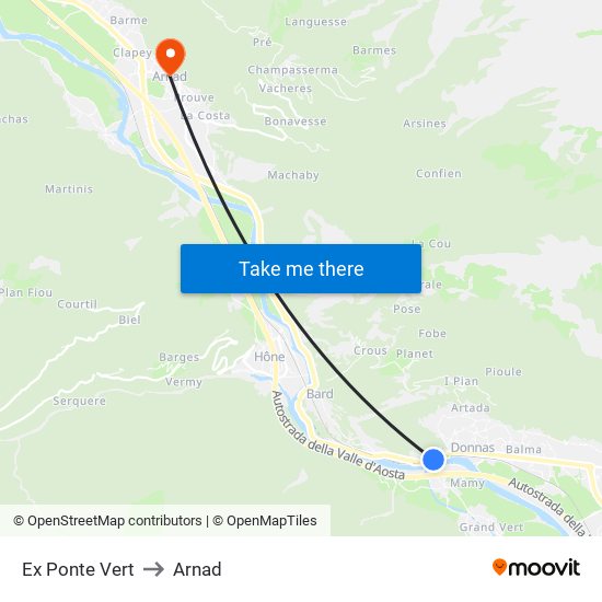 Ex Ponte Vert to Arnad map