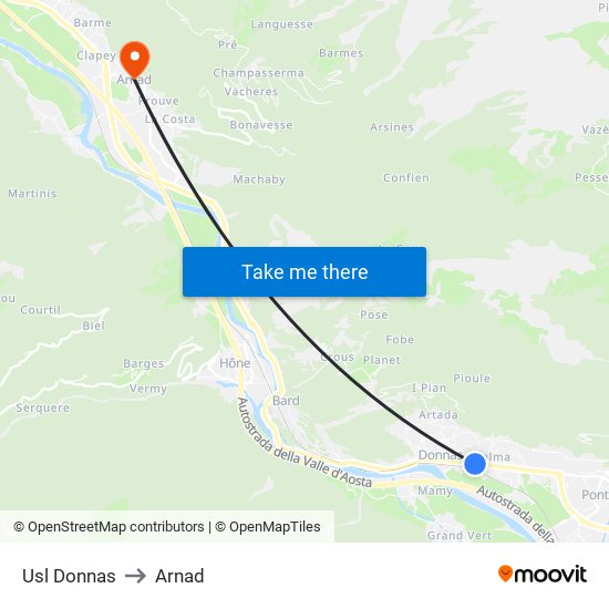 Usl Donnas to Arnad map