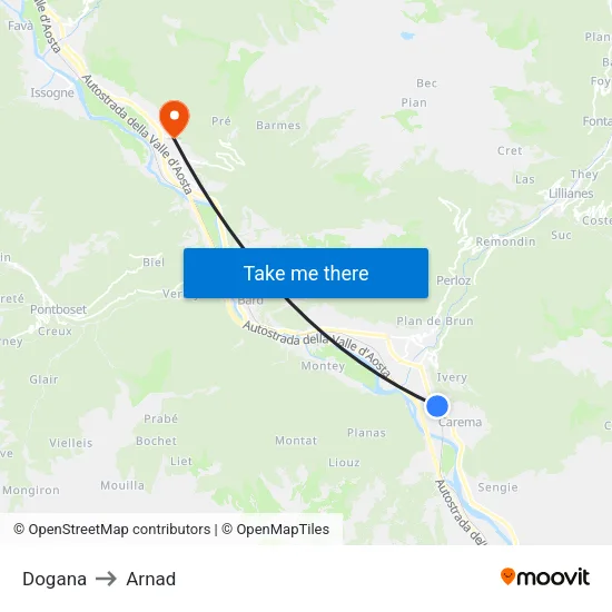 Customs to Arnad map