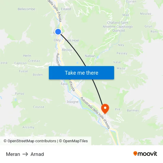 Meran to Arnad map