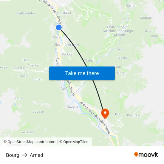 Bourg to Arnad map