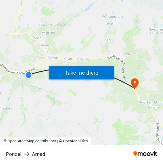 Pondel to Arnad map