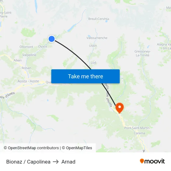 Bionaz / Terminal to Arnad map
