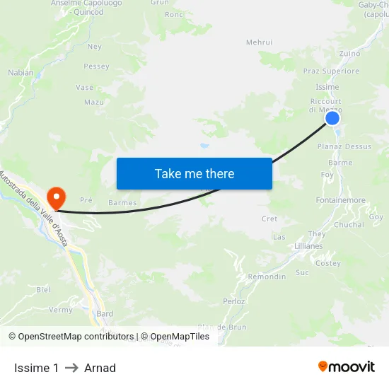 Issime 1 to Arnad map