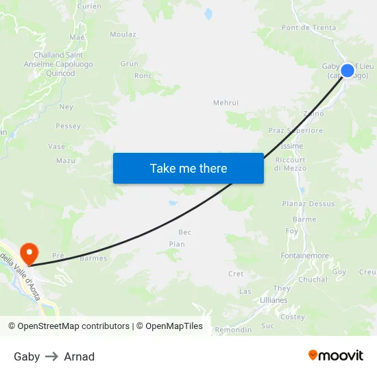 Gaby to Arnad map