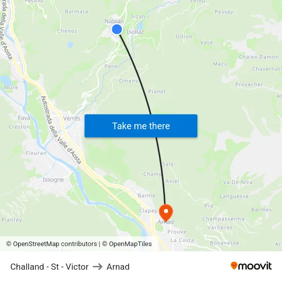 Challand - St - Victor to Arnad map