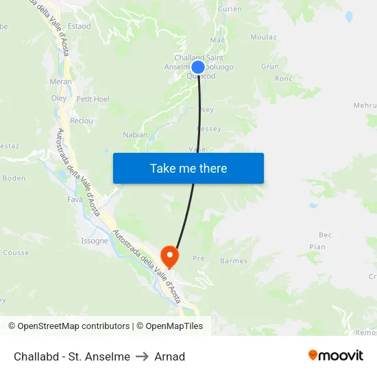 Challabd - St. Anselme to Arnad map