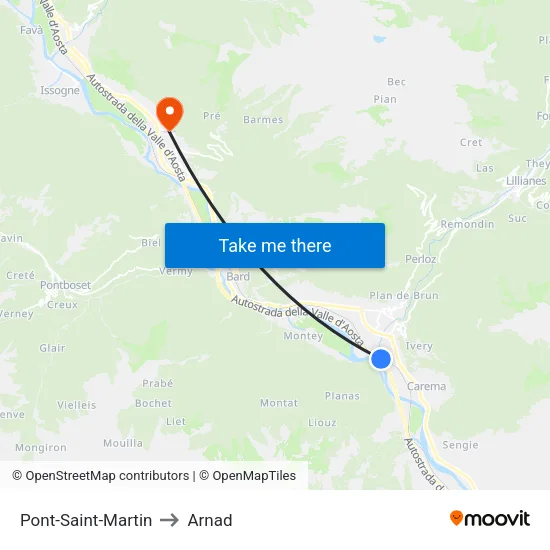 Pont-Saint-Martin to Arnad map
