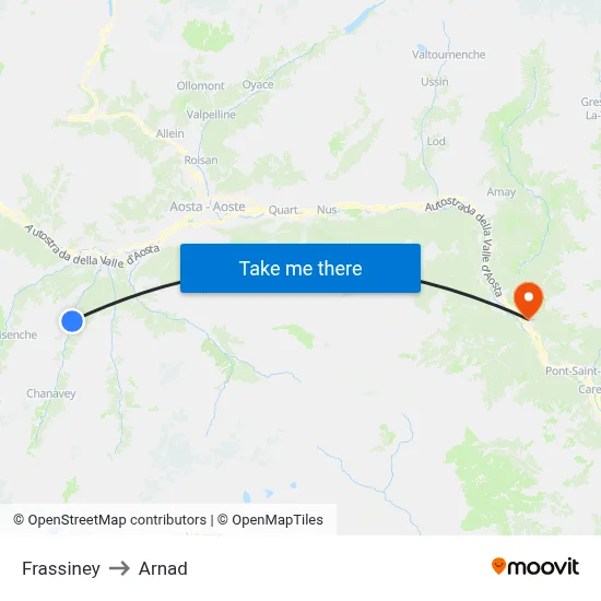 Frassiney to Arnad map
