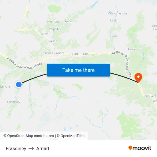 Frassiney to Arnad map