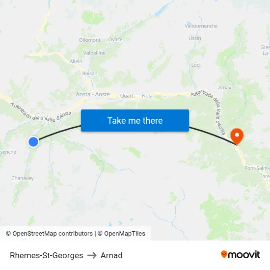 Rhemes-St-Georges to Arnad map