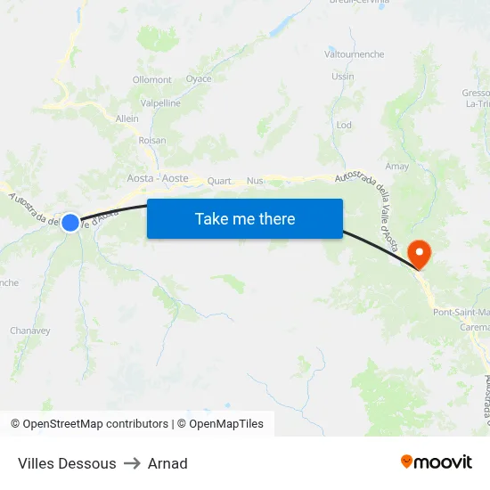 Lower Villages to Arnad map