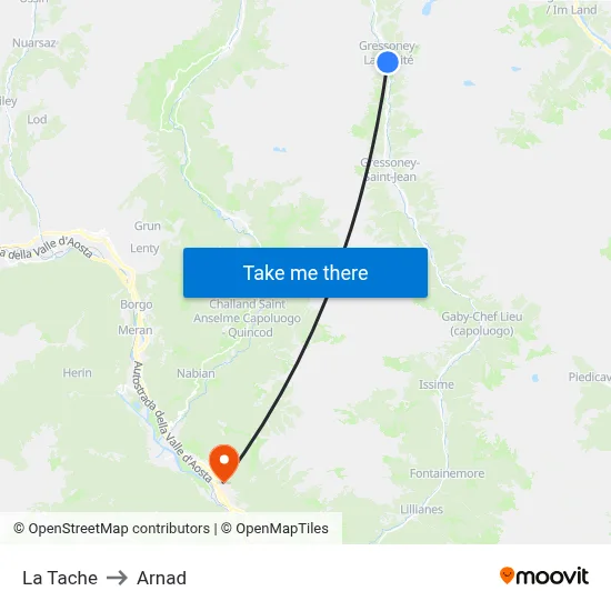 La Tache to Arnad map