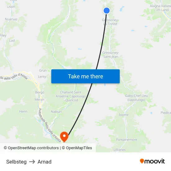 Selbsteg to Arnad map