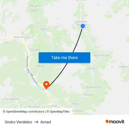 Lower Verdebio to Arnad map