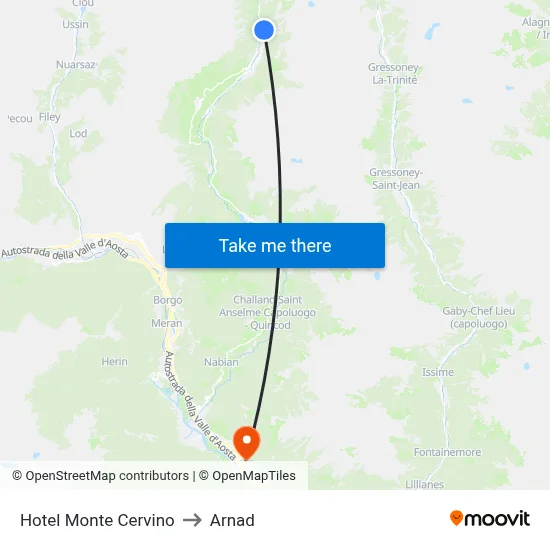 Hotel Monte Cervino to Arnad map