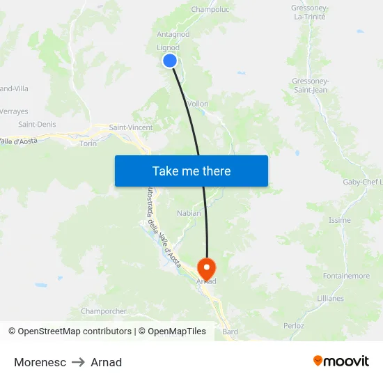 Morenesc to Arnad map