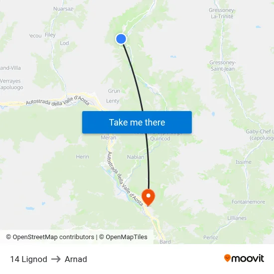 14 Lignod to Arnad map