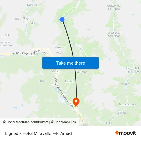 Lignod / Hotel Miravalle to Arnad map