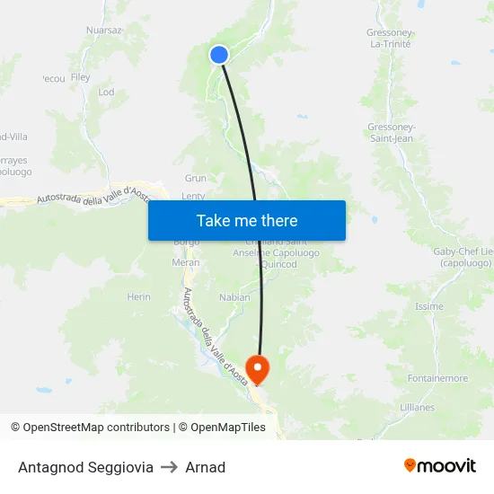 Antagnod Chairlift to Arnad map