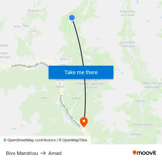 Mandriou Junction to Arnad map
