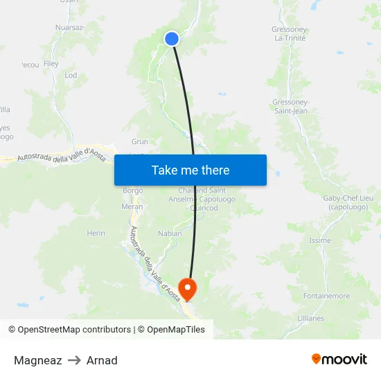 Magneaz to Arnad map
