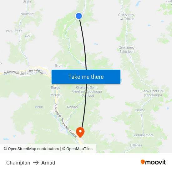 Champlan to Arnad map
