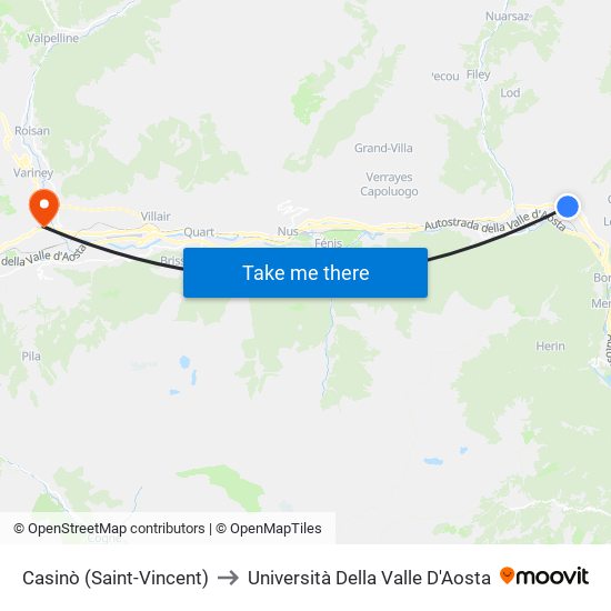 Casinò (Saint-Vincent) to Università Della Valle D'Aosta map