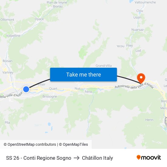 SS 26 - Conti Regione Sogno to Châtillon Italy map