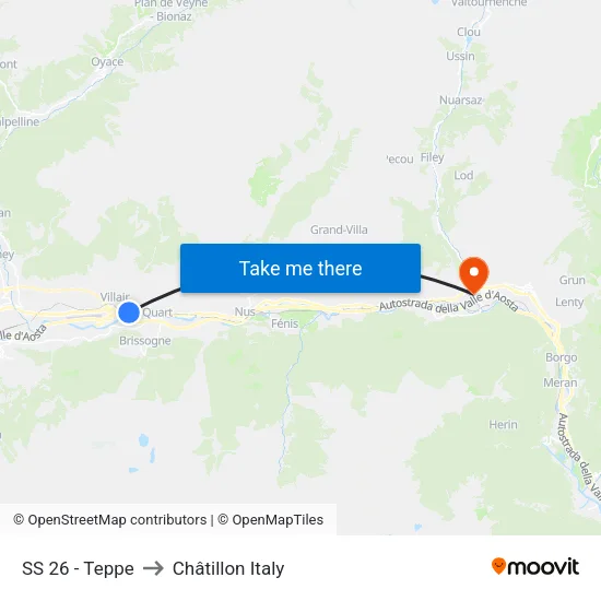 SS 26 - Teppe to Châtillon Italy map