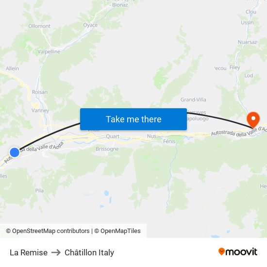 La Remise to Châtillon Italy map