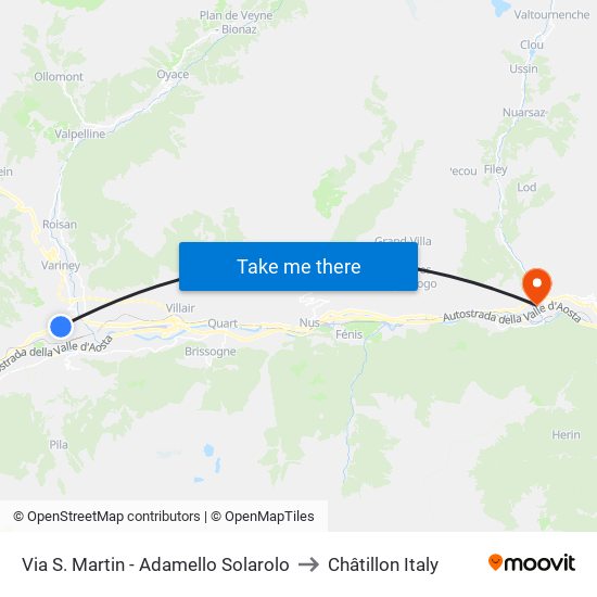 Via S. Martin - Adamello Solarolo to Châtillon Italy map