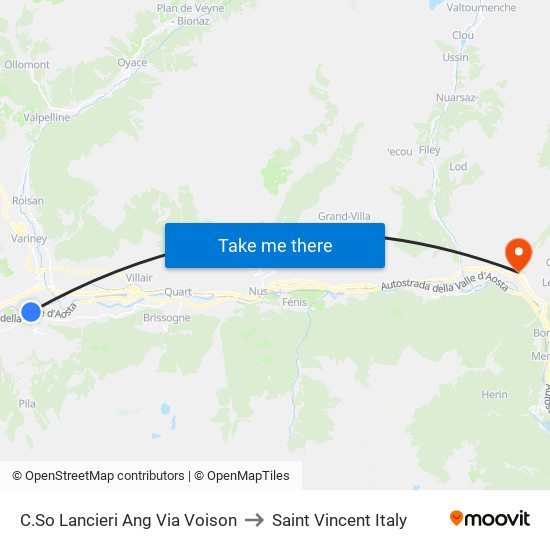 C.So Lancieri Ang Via Voison to Saint Vincent Italy map