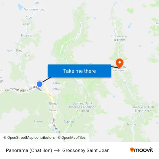 Panorama (Chatillon) to Gressoney Saint Jean map