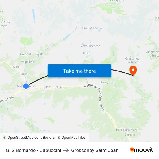 G. S Bernardo - Capuccini to Gressoney Saint Jean map