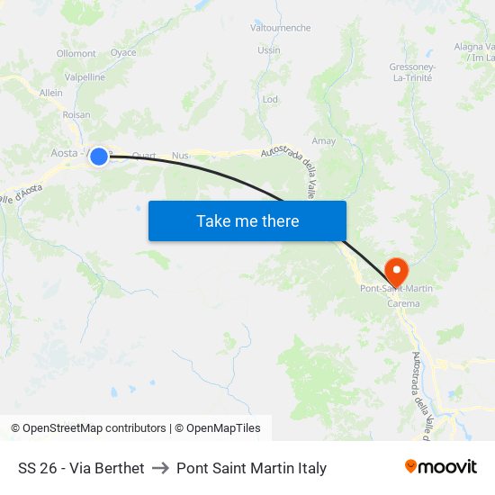 SS 26 - Via Berthet to Pont Saint Martin Italy map