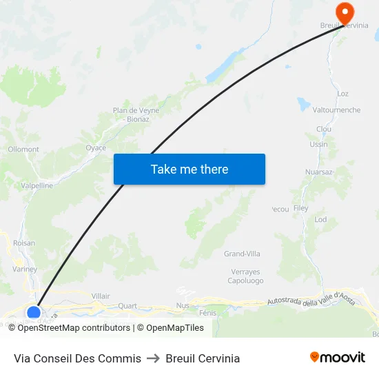 Conseil Des Commis Street to Breuil Cervinia map