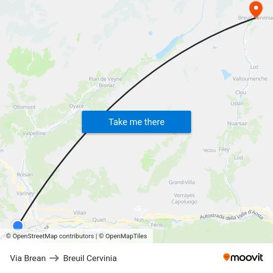 Brean Street to Breuil Cervinia map
