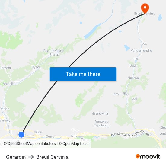 Gerardin to Breuil Cervinia map