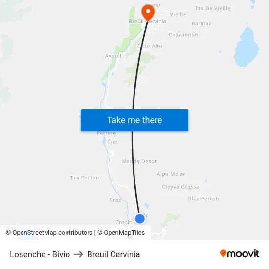 Losenche - Junction to Breuil Cervinia map