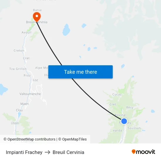 Frachey Facilities to Breuil Cervinia map
