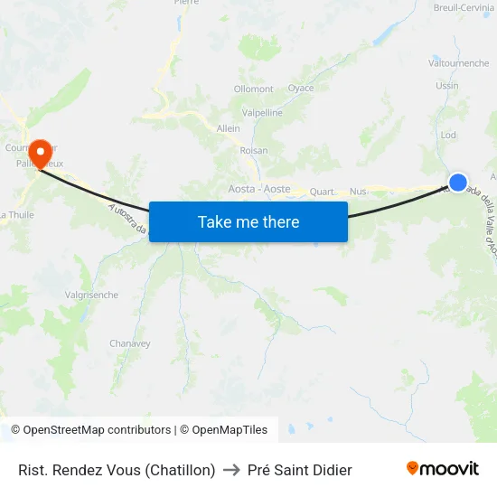 Rist. Rendez Vous (Chatillon) to Pré Saint Didier map