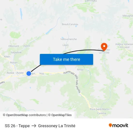SS 26 - Teppe to Gressoney La Trinité map