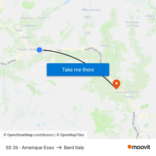 SS 26 - Amerique Esso to Bard Italy map