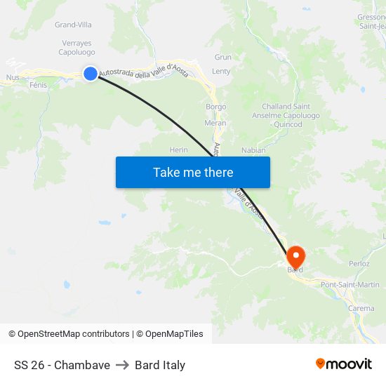 SS 26 - Chambave to Bard Italy map