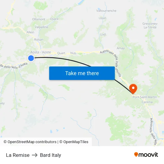 La Remise to Bard Italy map