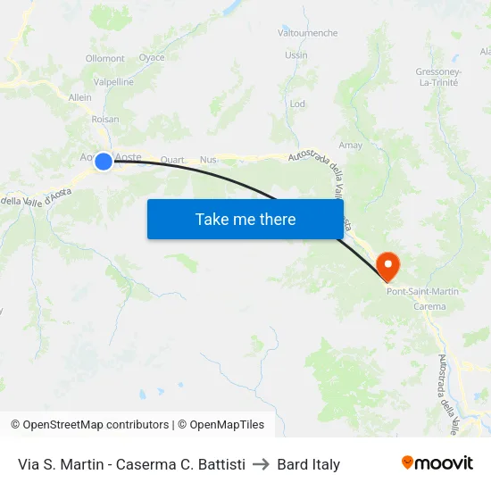 St. Martin Street - C. Battisti Barracks to Bard Italy map